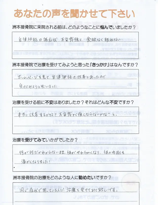 アンケート用紙