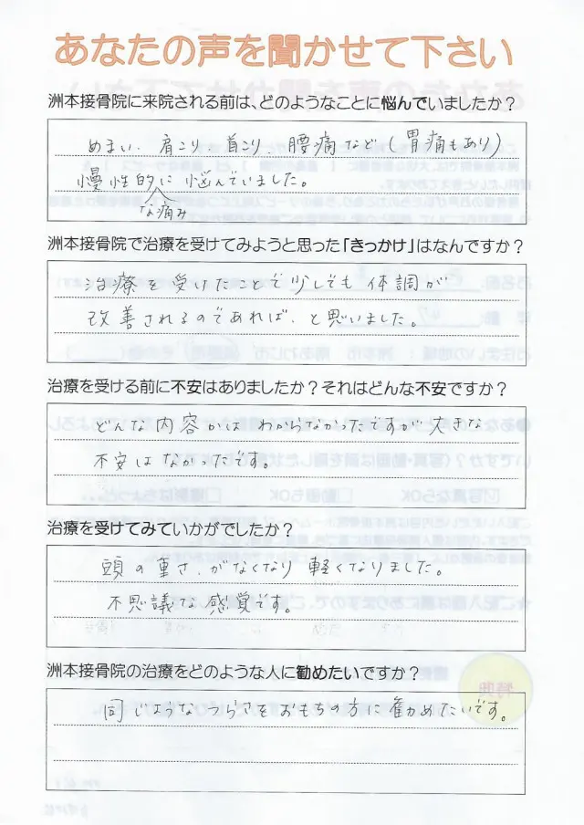 アンケート用紙