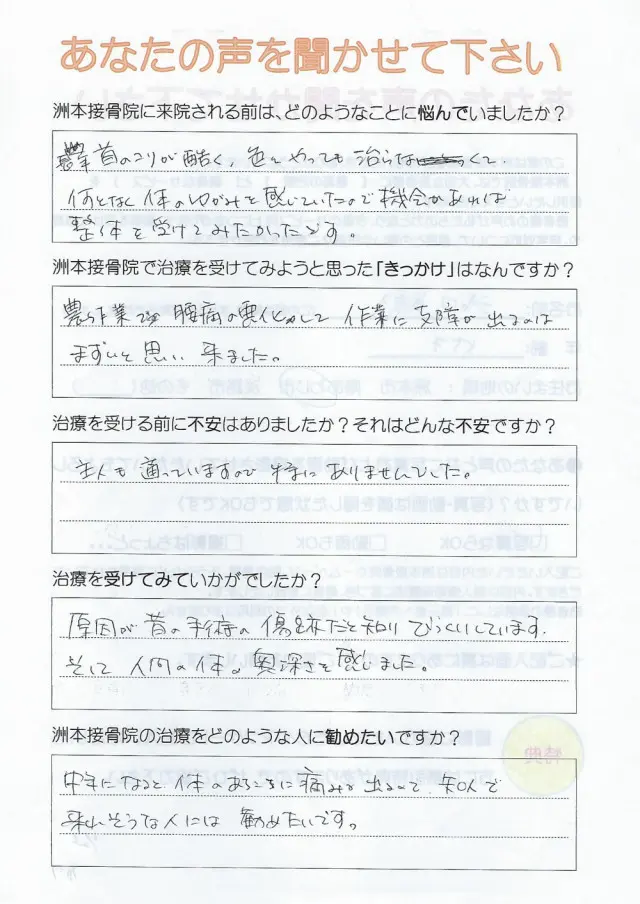 アンケート用紙