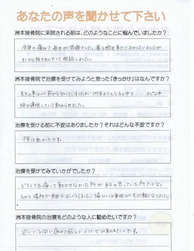 アンケート用紙