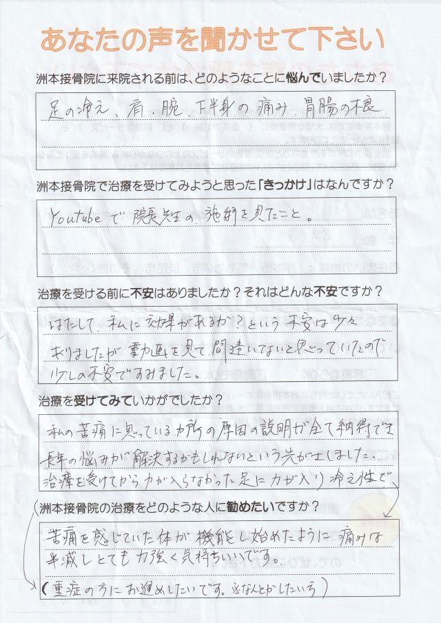 アンケート用紙